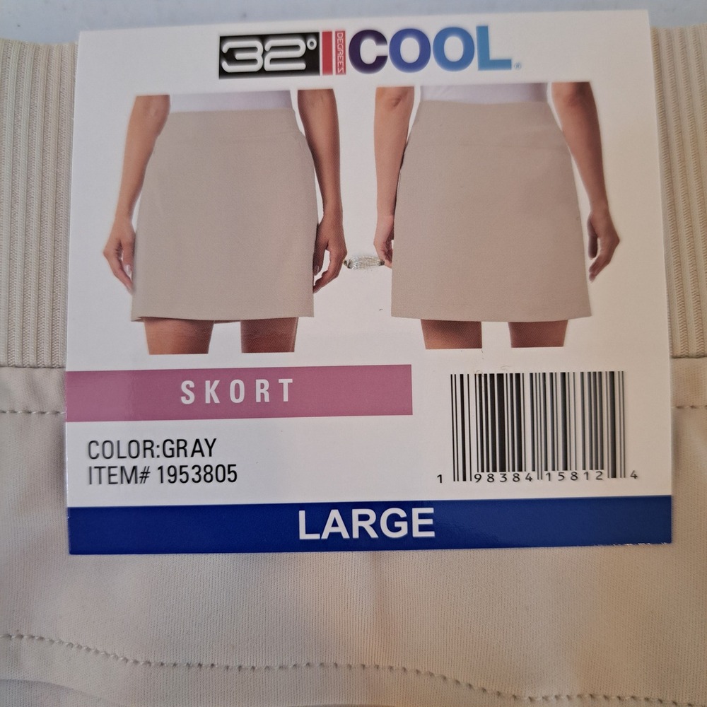 32‎ Degrees Skort Womens Large Gray/Beige NWT Active Stretch Pockets 1513-182
